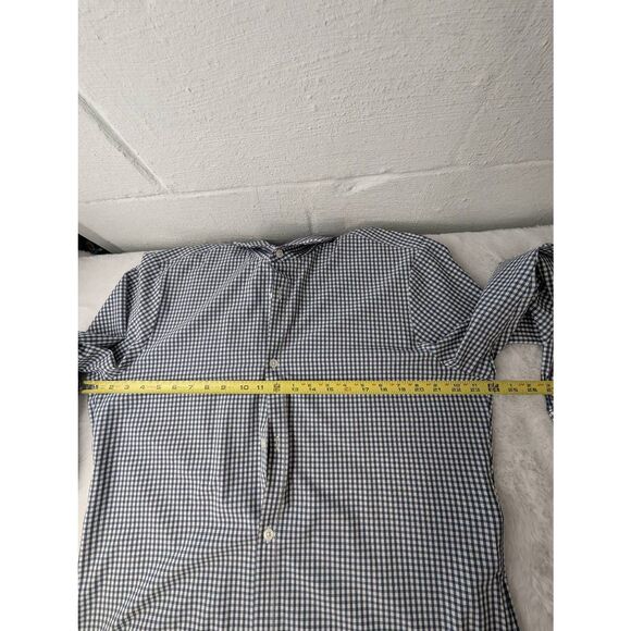 MIZZEN + MAIN Shirt Men's XL Trim Fit White Blue Long Sleeve Plaid Button Up Per - Picture 5 of 8